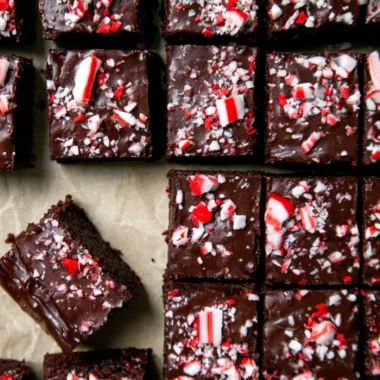 Festive peppermint brownies with decadent ganache for winter baking